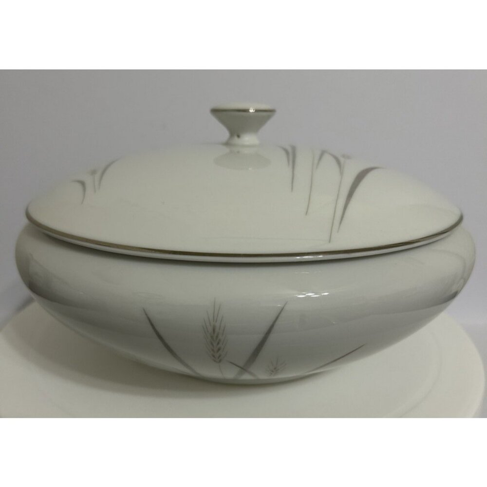 Platinum Trim Wheat Fine China Covered Serving Bowl Max Schonfeld MCM Vintage